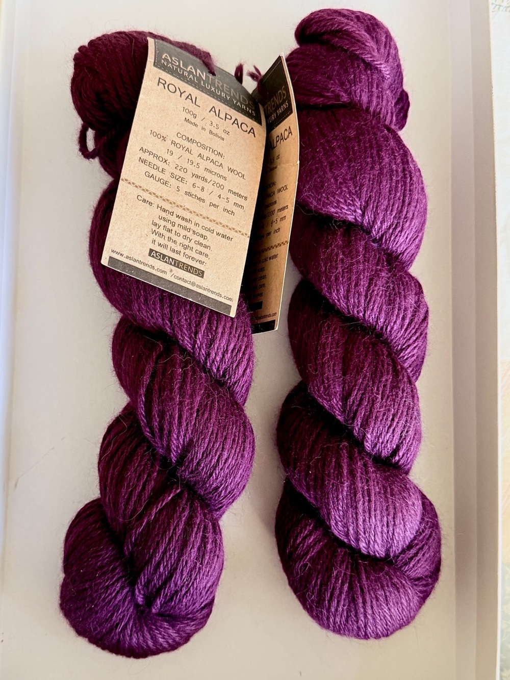 Destash! Aslan Trends Royal Alpaca, Purple, 2 skeins